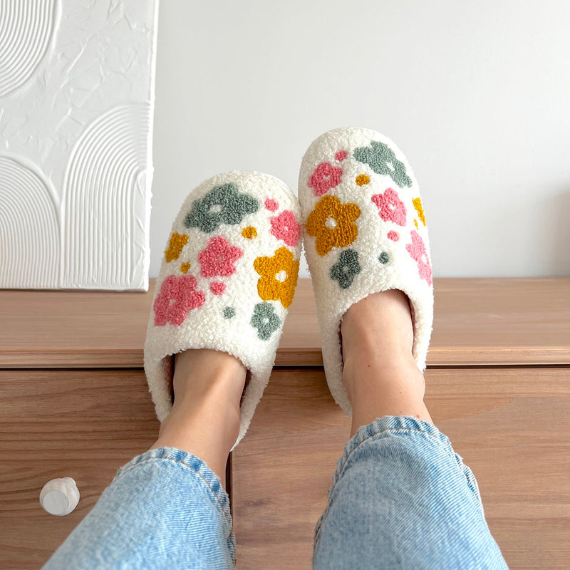 BowLift | Blumina | Warm slippers | Floral pattern | Non-slip sole
