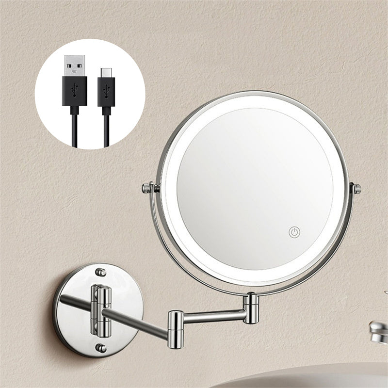 BowLift | Rechargeable wall-mounted shaving mirror | 360° rotation. 1X/10X magnification and adjustable LED lighting for use in the bathroom