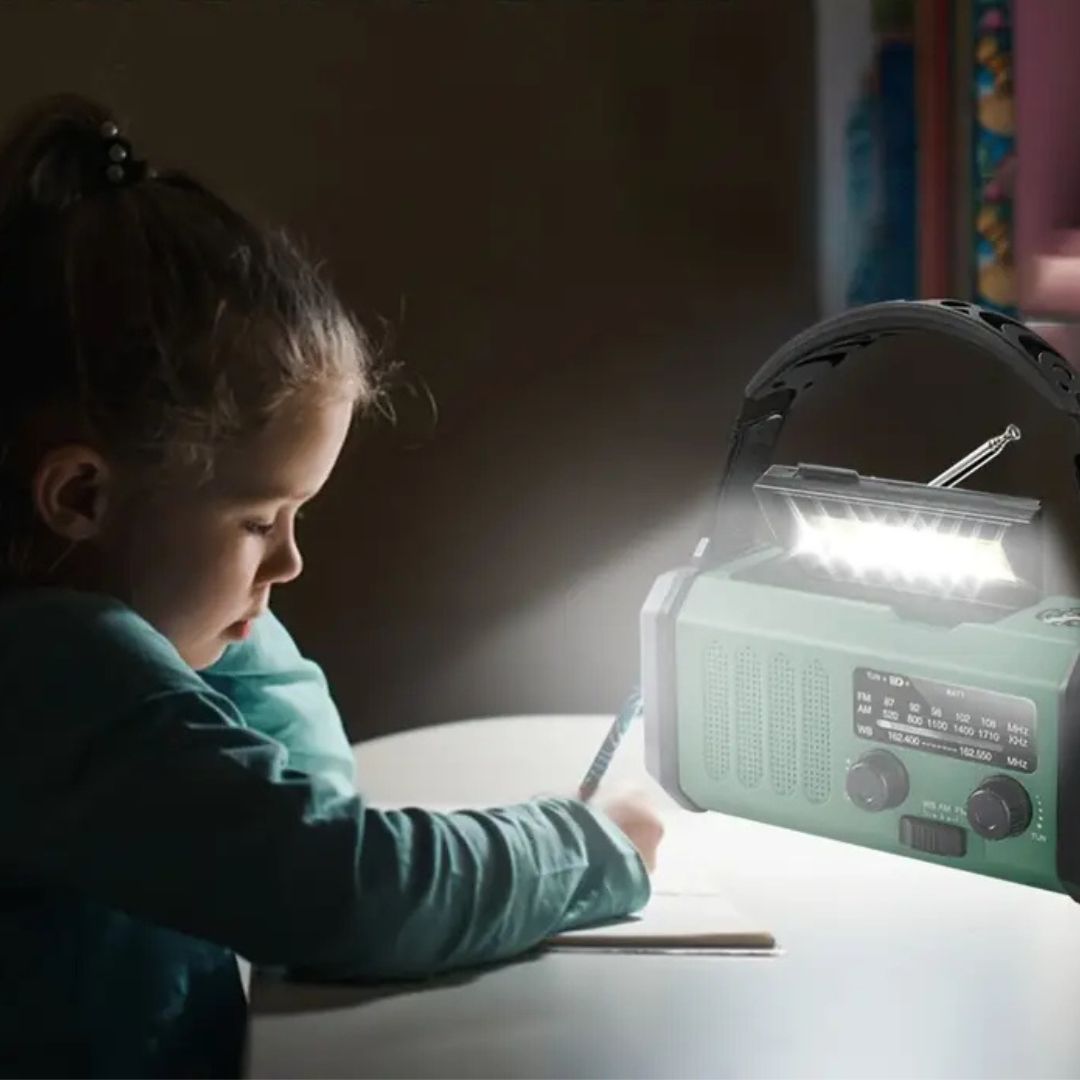 BowLift | Solar Emergency Radio with Power Bank – Hand Crank & LED Torch for Camping and Outdoor Use