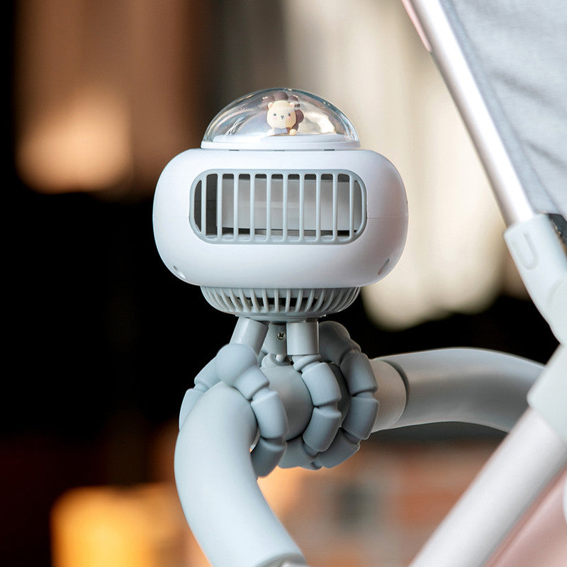 Portable Rechargeable Clip Stroller Fan, with 130° Oscillation & Flexible Tripod | Bowlift