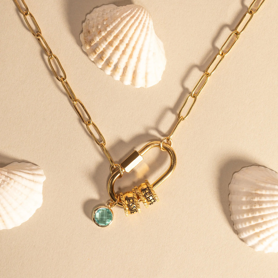 BowLift | Personalized Carabiner Name & Birthstone Necklace