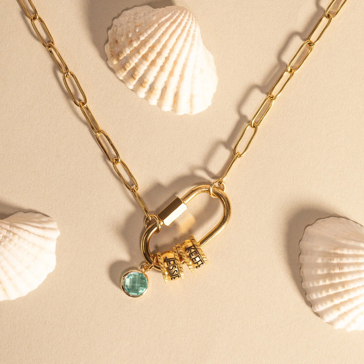 BowLift | Personalized Carabiner Name & Birthstone Necklace