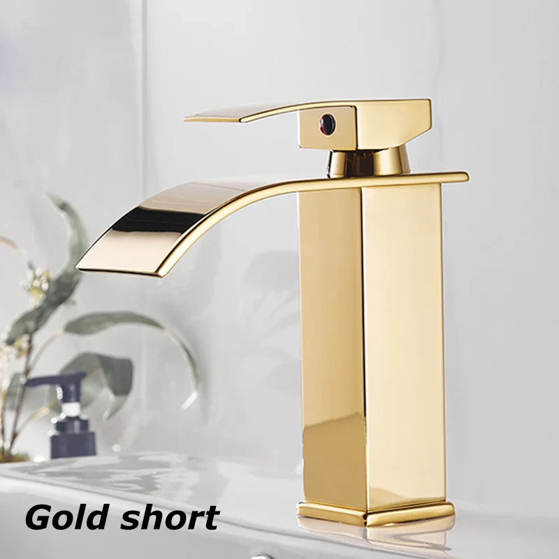 BowLift | Waterfall Vanity Tap Aqualis Noir | Stainless Steel | Hot & Cold Water | For Bathroom & Guest Toilet