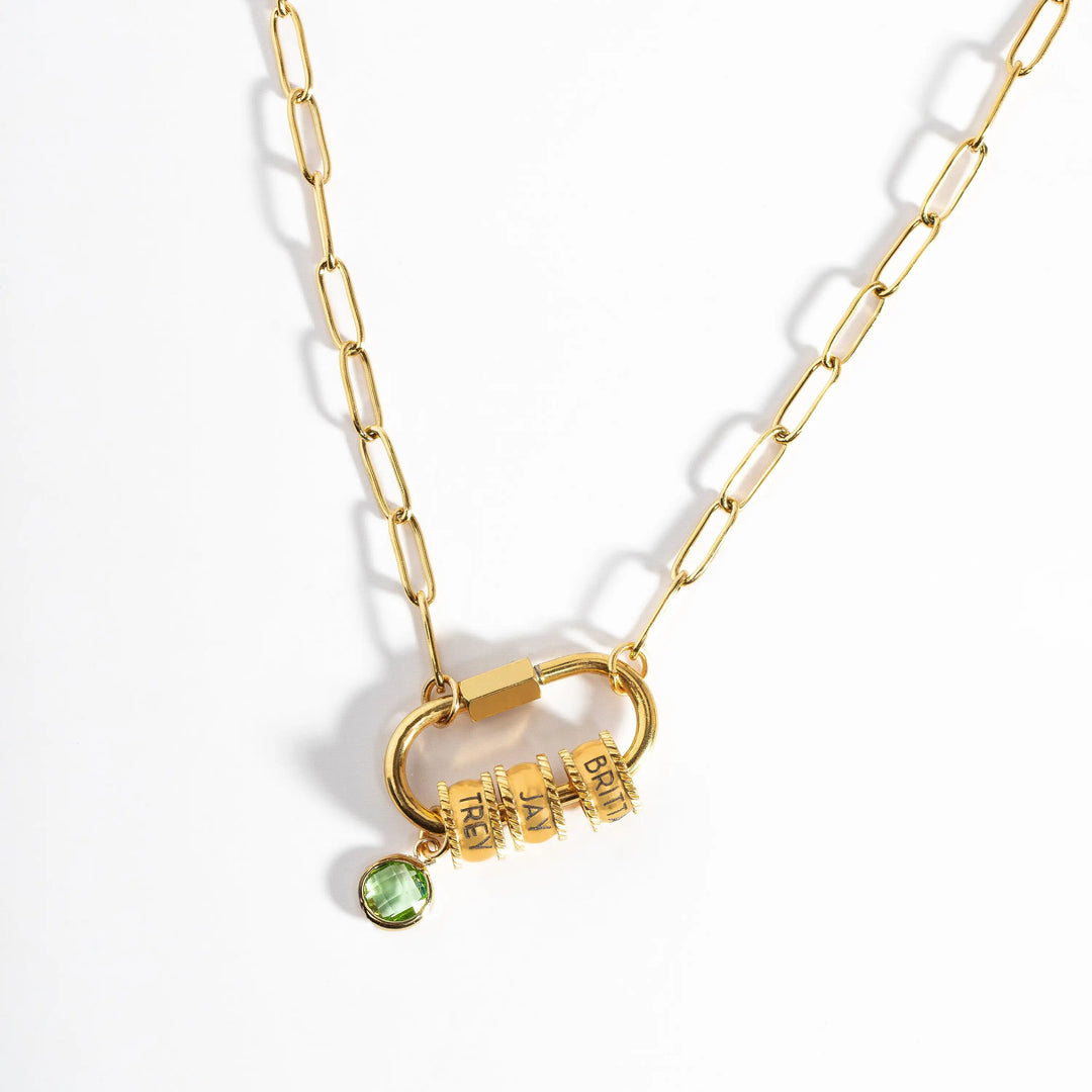 BowLift | Personalized Carabiner Name & Birthstone Necklace