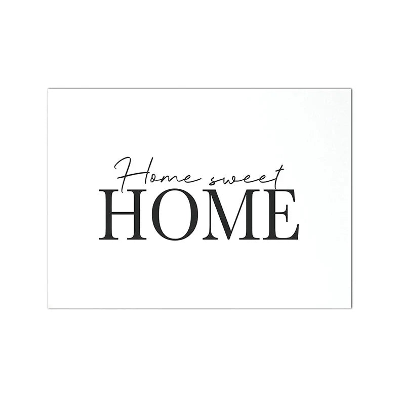Home Sweet Home Black White Quotes Posters Wall Art Fine Art Canvas Prints Minimalist Nordic Pictures For Simple Living Room Decor | Bowlift