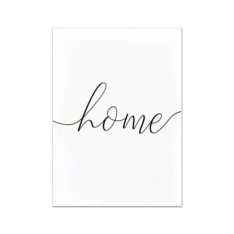 Home Sweet Home Black White Quotes Posters Wall Art Fine Art Canvas Prints Minimalist Nordic Pictures For Simple Living Room Decor | Bowlift