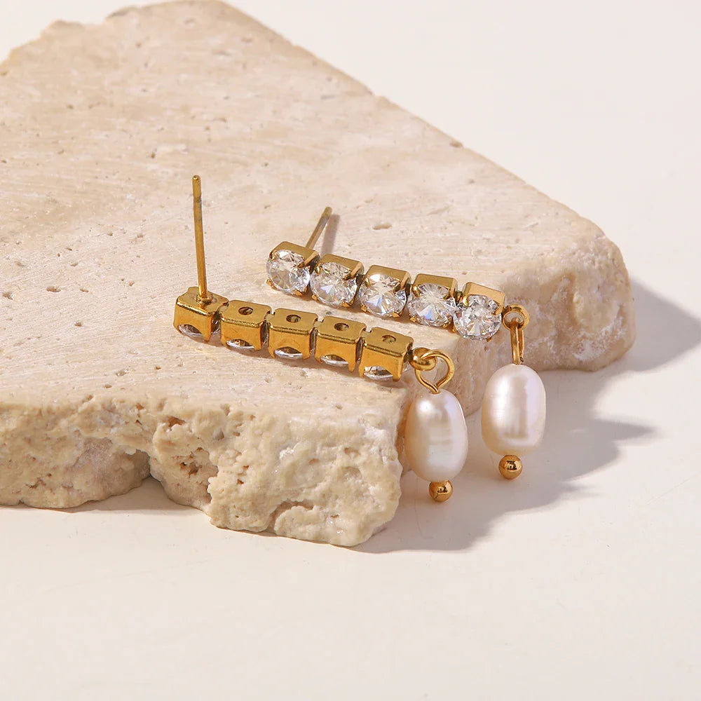 BowLift | 18k Dainty Diamond Tassel Pearl Dangle Earrings