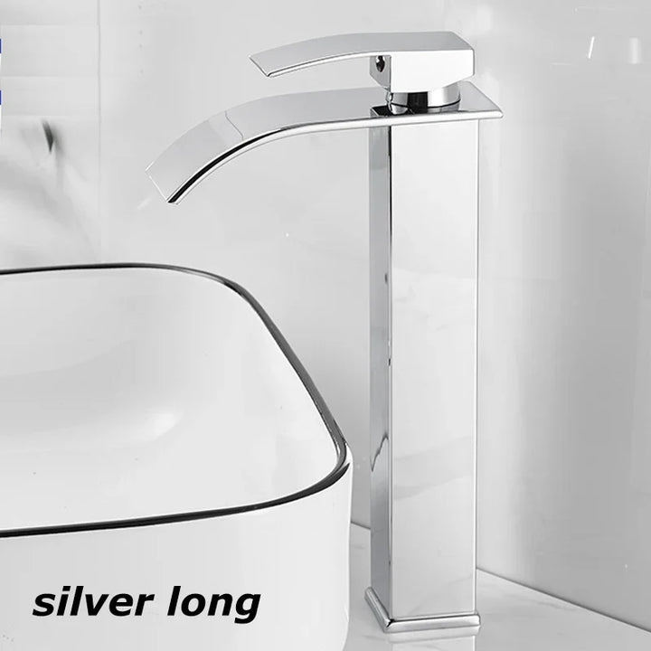 BowLift | Waterfall Vanity Tap Aqualis Noir | Stainless Steel | Hot & Cold Water | For Bathroom & Guest Toilet