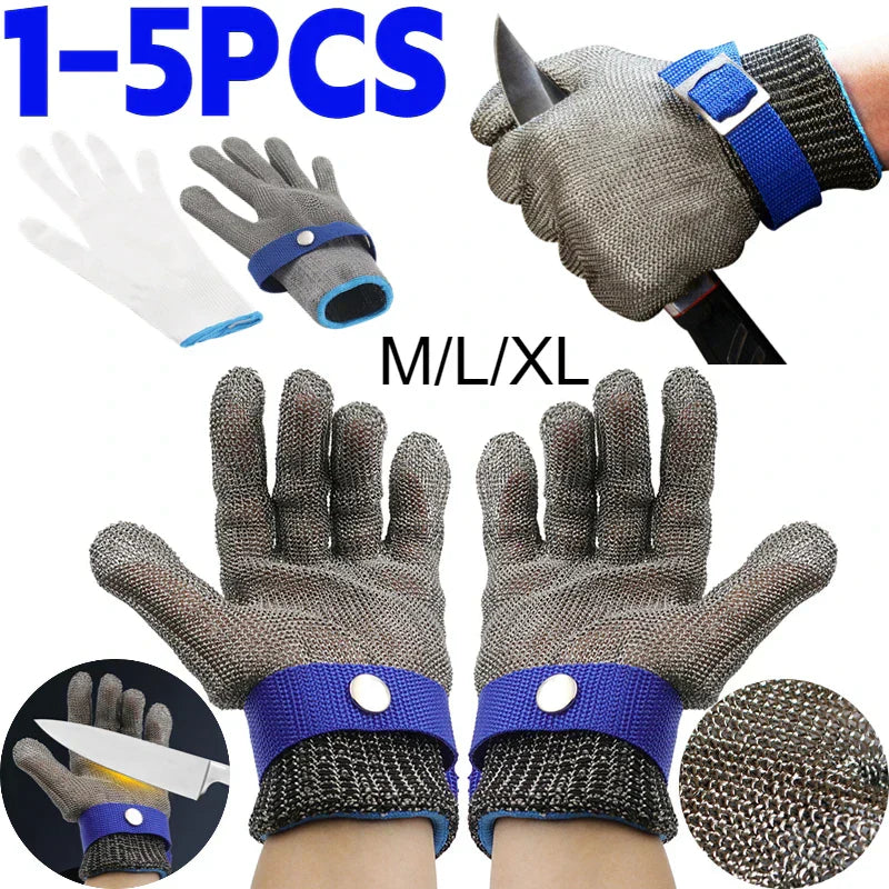 BowLift | Stainless steel cut-resistant gloves - Anti-cut, wire metal weave hand protection for slaughtering, gardening and labor safety