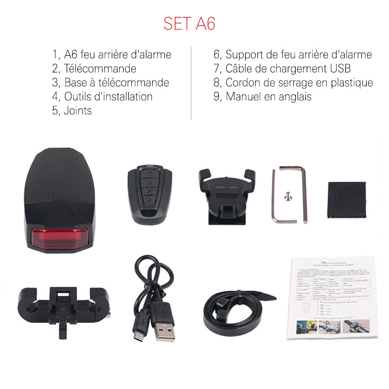 Intelligent sound and light alarm rear for bicycle | Bowlift