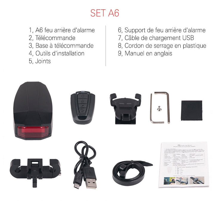 Intelligent sound and light alarm rear for bicycle | Bowlift