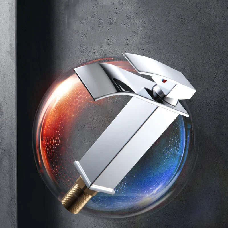 BowLift | Waterfall Vanity Tap Aqualis Noir | Stainless Steel | Hot & Cold Water | For Bathroom & Guest Toilet