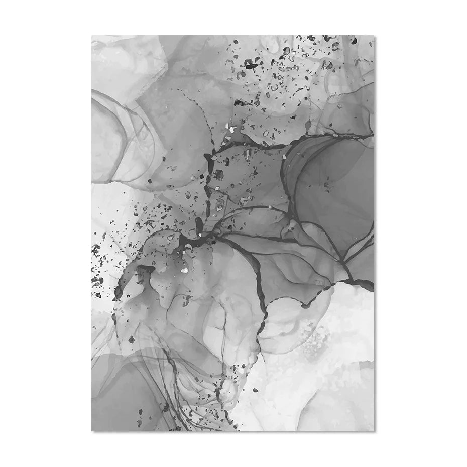 Modern Gray Liquid Marble Print Wall Art Fine Art Canvas Prints Abstract Black White Poster Pictures For Living Room Home Office Art Decor | Bowlift