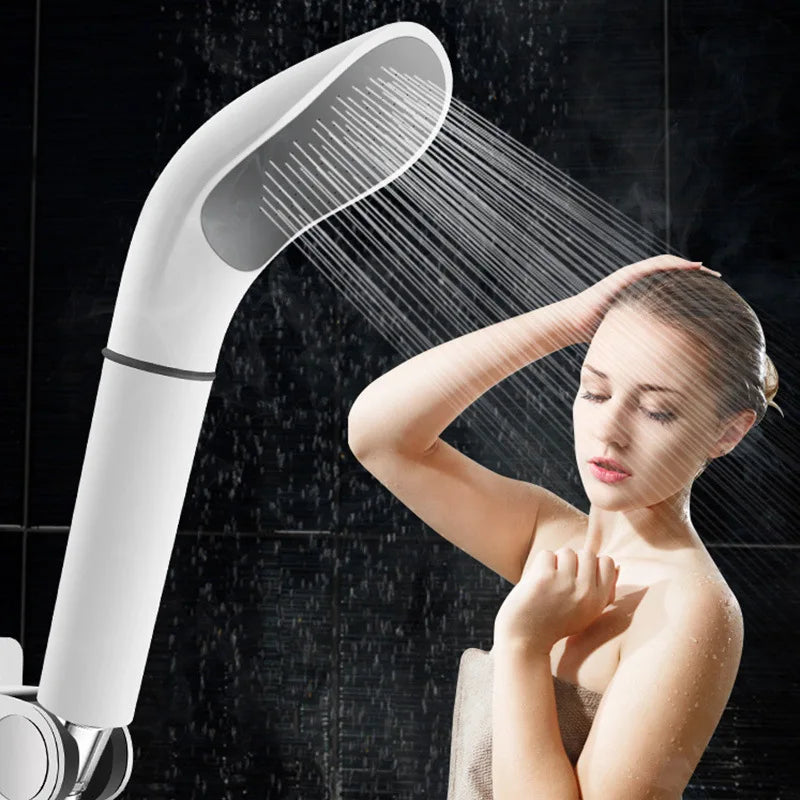BowLift | AquaVelo High-Pressure Showerhead with Water-Saving Function | White Handheld Shower with Filter & Standard Connection – 22×12×7.4 cm