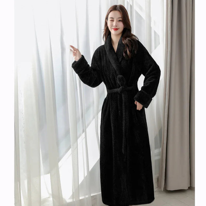 BowLift | Bathrobe Long | Fluffy & Warm | With Shawl Collar & Tie Belt