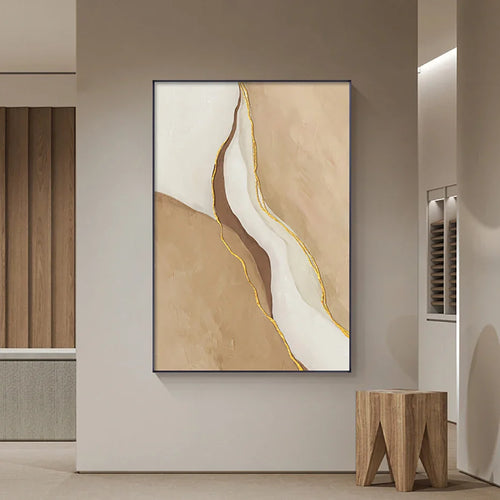 Modern Geomorphic Abstract Wall Art Fine Art Gray Beige Brown Canvas Prints Pictures For Living Room Contemporary Home Interior Decor | Bowlift