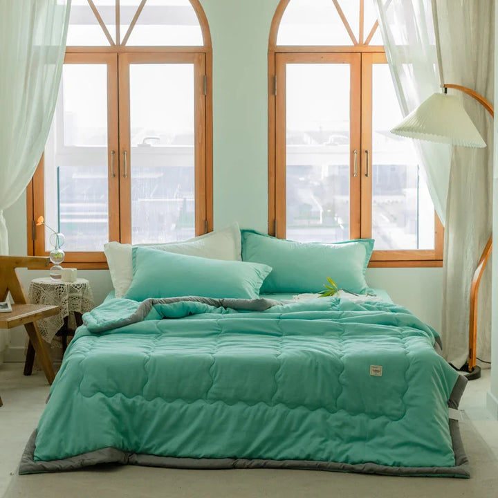 2024 Japanese Cotton-Polyester Summer Quilt – Lightweight, Washable, Skin-Friendly Solid Color Quilt | Bowlift