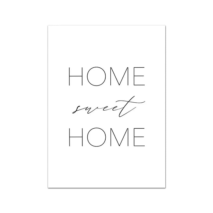 Home Sweet Home Black White Quotes Posters Wall Art Fine Art Canvas Prints Minimalist Nordic Pictures For Simple Living Room Decor | Bowlift