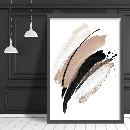 Abstract Brush Strokes Black and Gold No. 1 Art Print | Bowlift