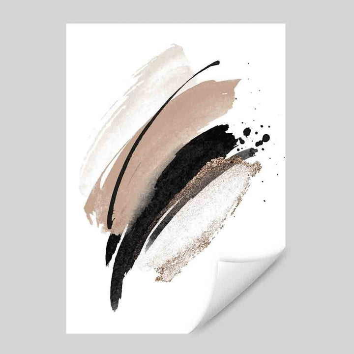 Abstract Brush Strokes Black and Gold No. 1 Art Print | Bowlift