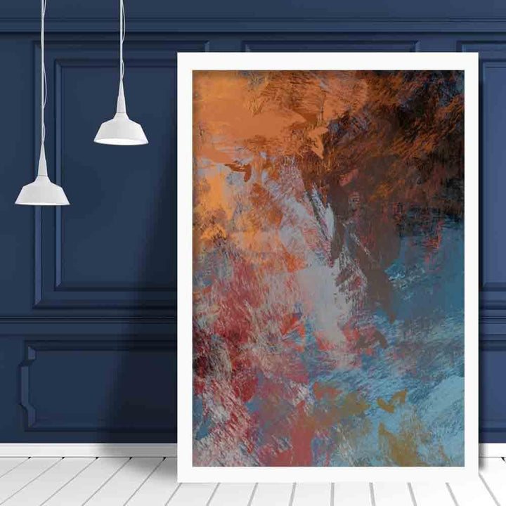 Abstract Blue Orange Multi No. 2 Art Print | Bowlift