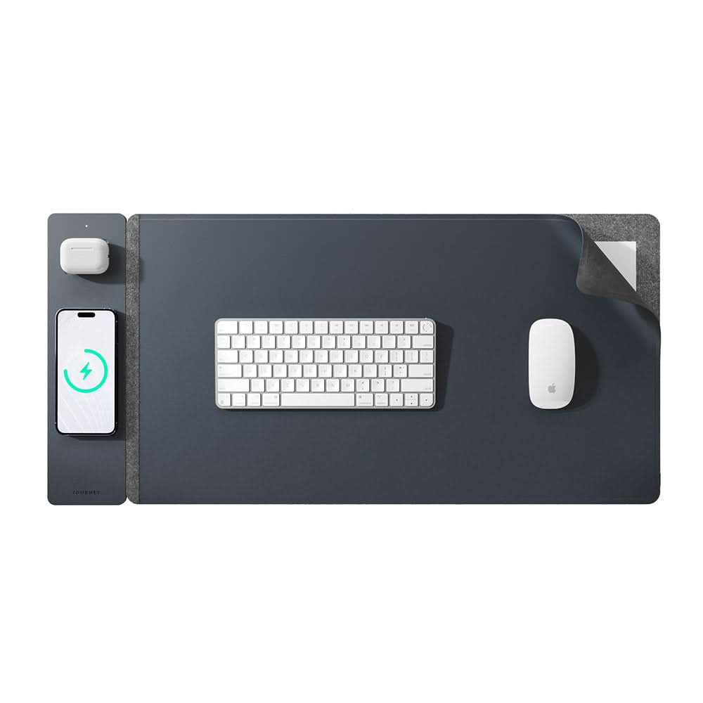 BowLift | Wireless Charging Desk Mat – Reversible Vegan Leather