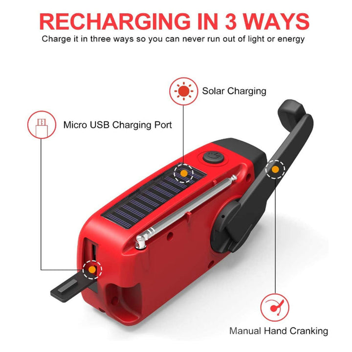 BowLift | Self-Powered Emergency Radio – Hand Crank, Solar, Flashlight & Power Bank – FM/AM Radio, Essential for Disasters and Emergencies