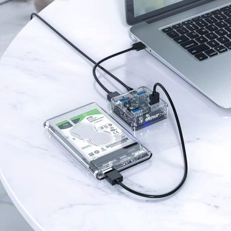 BowLift | Transparent Minimalist 4-Port USB 3.0 Expansion Dock