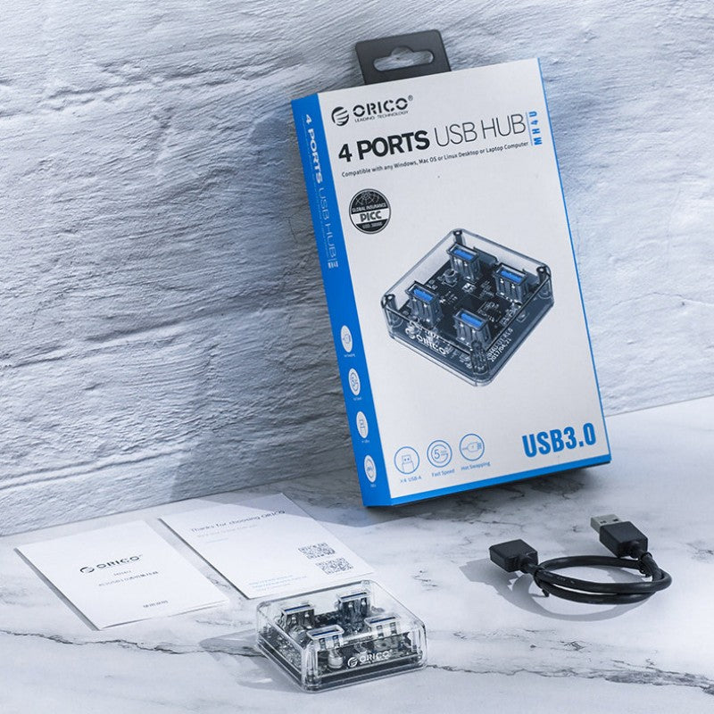 BowLift | Transparent Minimalist 4-Port USB 3.0 Expansion Dock