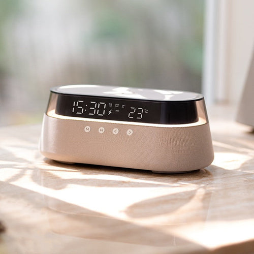 BowLift | Night Light Wireless Charging Alarm Clock Retro Bluetooth Speaker