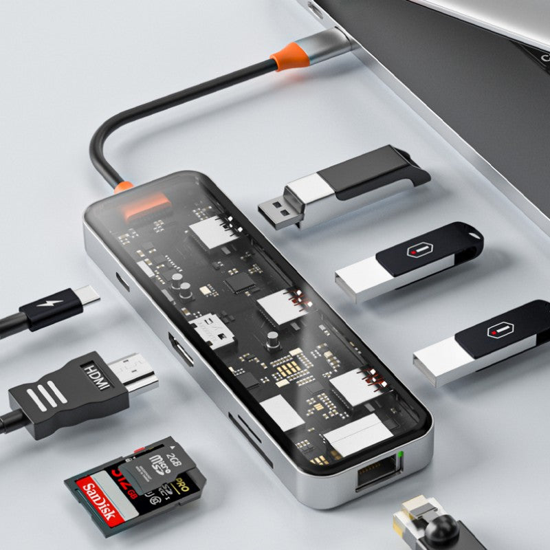 BowLift | Eight-In-One Multi-Interface Transparent Expansion Dock