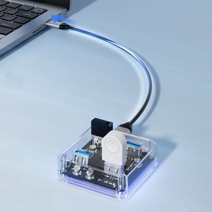 BowLift | Transparent Minimalist 4-Port USB 3.0 Expansion Dock