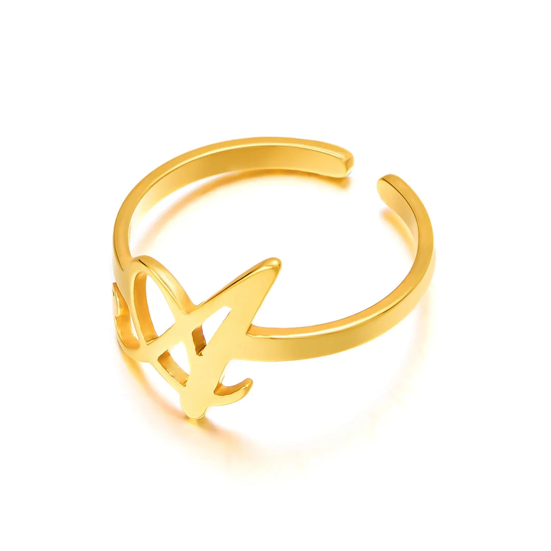 BowLift | Adjustable Italic Cursive Letter Initial Ring