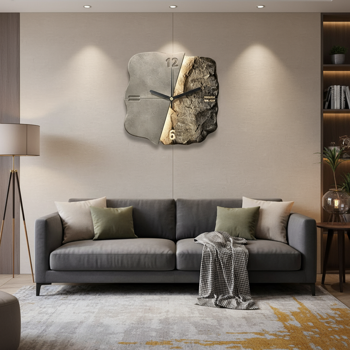 BowLift | Modern 3D Wall Clock – Large 30cm Designer Sandstone Clock with Silent Quartz Movement