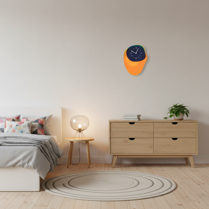 BowLift | HueTime | Wall Clock Modern Neon Blue 25x35 cm Acrylic