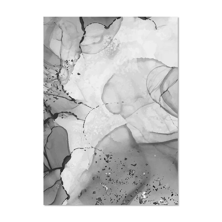 Modern Gray Liquid Marble Print Wall Art Fine Art Canvas Prints Abstract Black White Poster Pictures For Living Room Home Office Art Decor | Bowlift