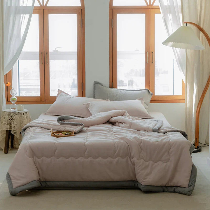 2024 Japanese Cotton-Polyester Summer Quilt – Lightweight, Washable, Skin-Friendly Solid Color Quilt | Bowlift
