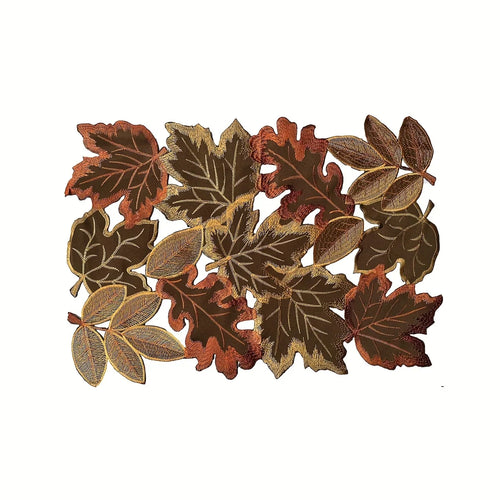 BowLift | HarvestLeaf Table Runner | Embroidered Maple Leaf Design | Autumn Decor in Country Style