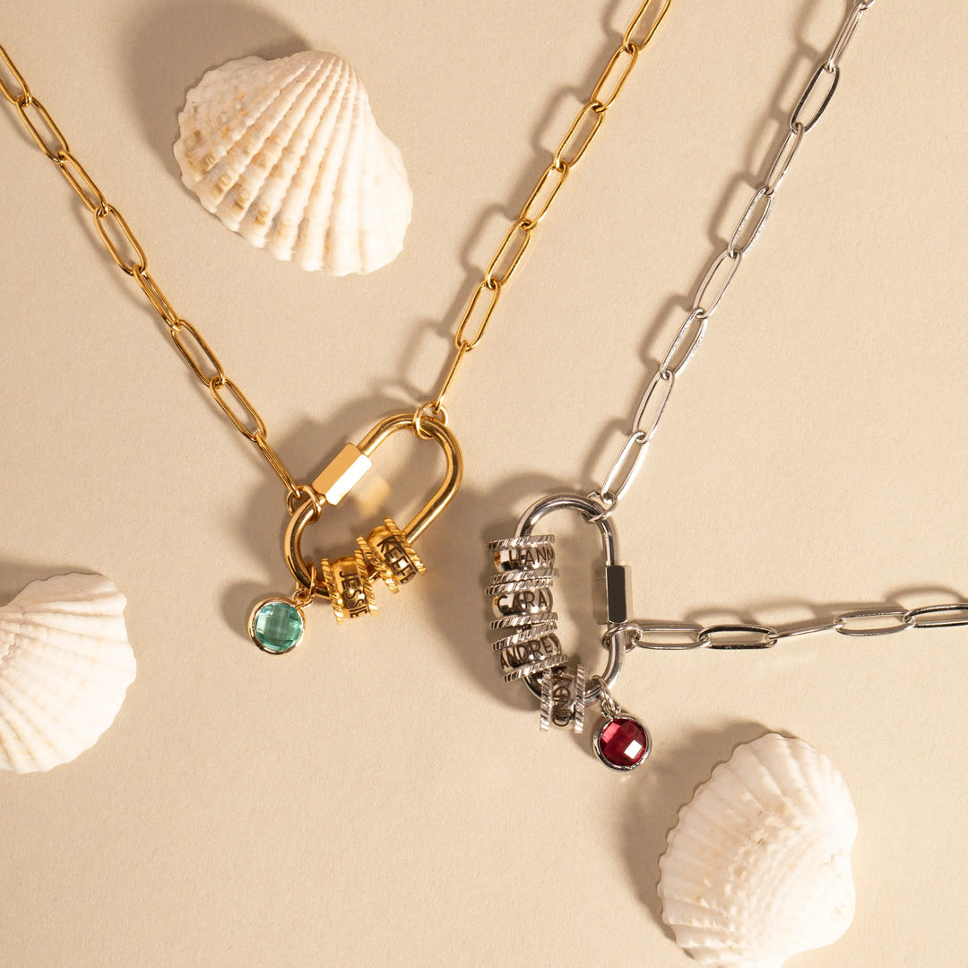 BowLift | Personalized Carabiner Name & Birthstone Necklace