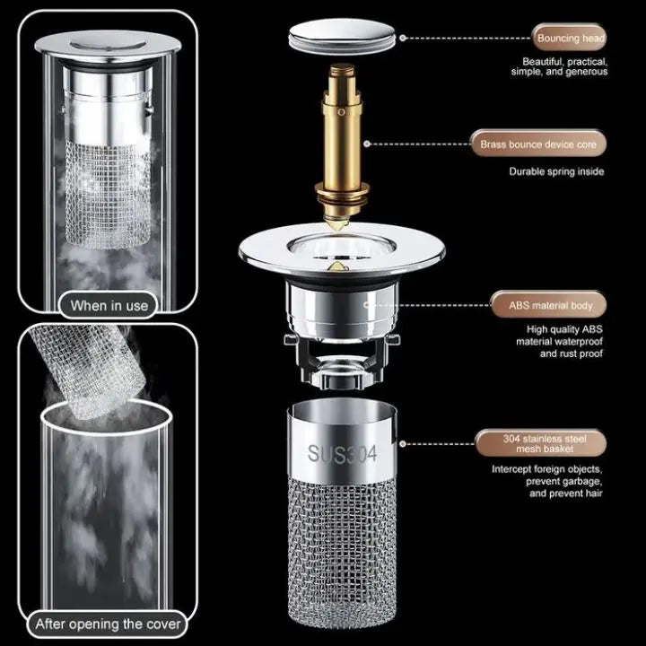 BowLift | Drain strainer against clogging with pop-up function