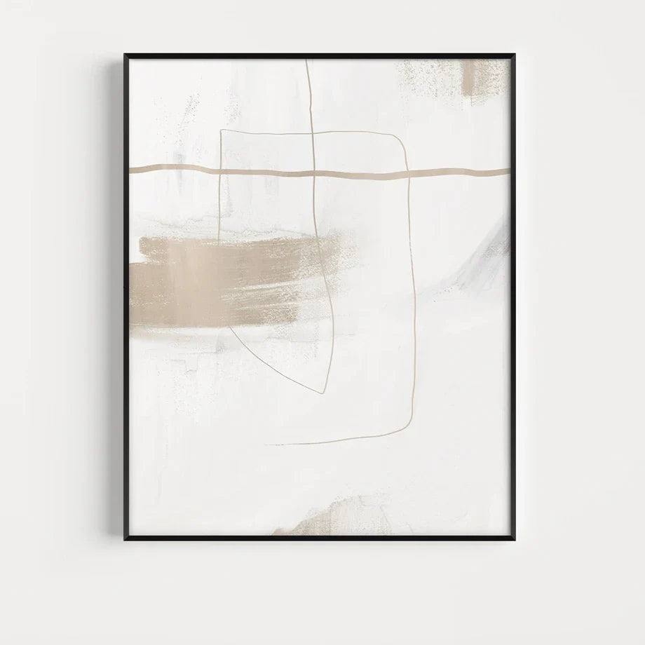 Absolute Minimal Beige White Abstract Wall Art Fine Art Canvas Prints Simple Artworks For Modern Apartment Living Room Art For Contemporary Decor | Bowlift