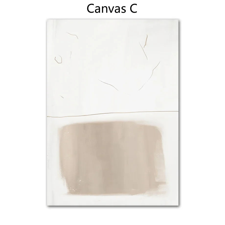 Absolute Minimal Beige White Abstract Wall Art Fine Art Canvas Prints Simple Artworks For Modern Apartment Living Room Art For Contemporary Decor | Bowlift