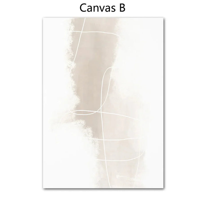 Absolute Minimal Beige White Abstract Wall Art Fine Art Canvas Prints Simple Artworks For Modern Apartment Living Room Art For Contemporary Decor | Bowlift