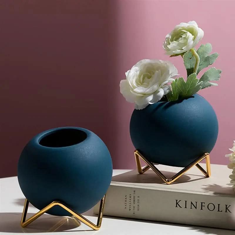 BowLift | Modern Ceramic Plant Pot with Metal Stand in Vibrant Colors