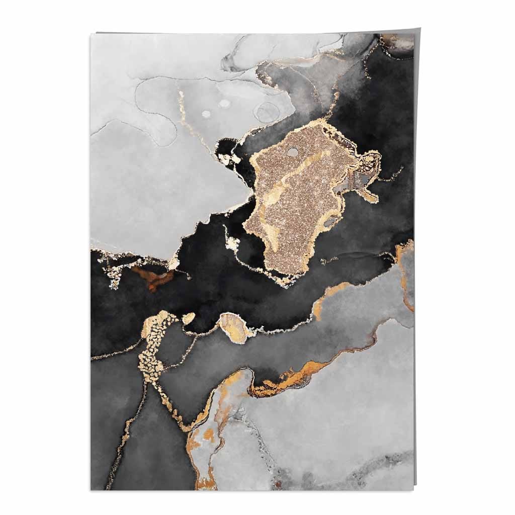 Black, Gray and Gold Abstract Art Poster No. 1 | Bowlift
