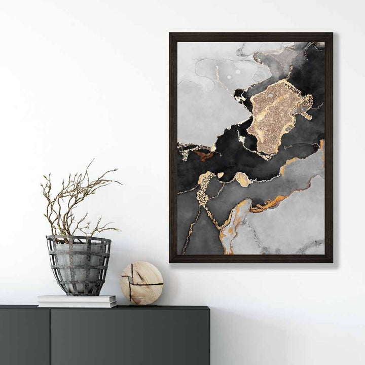 Black, Gray and Gold Abstract Art Poster No. 1 | Bowlift