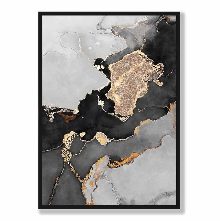 Black, Gray and Gold Abstract Art Poster No. 1 | Bowlift