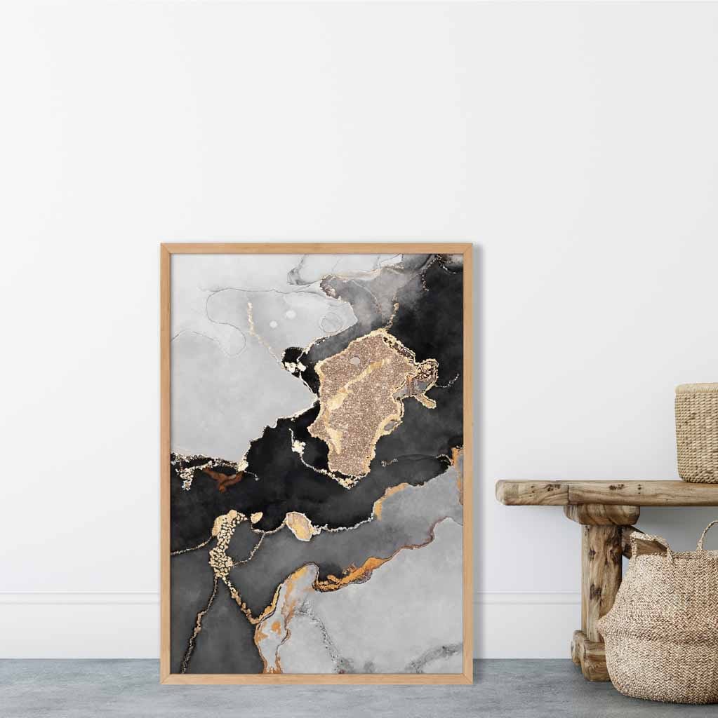 Black, Gray and Gold Abstract Art Poster No. 1 | Bowlift