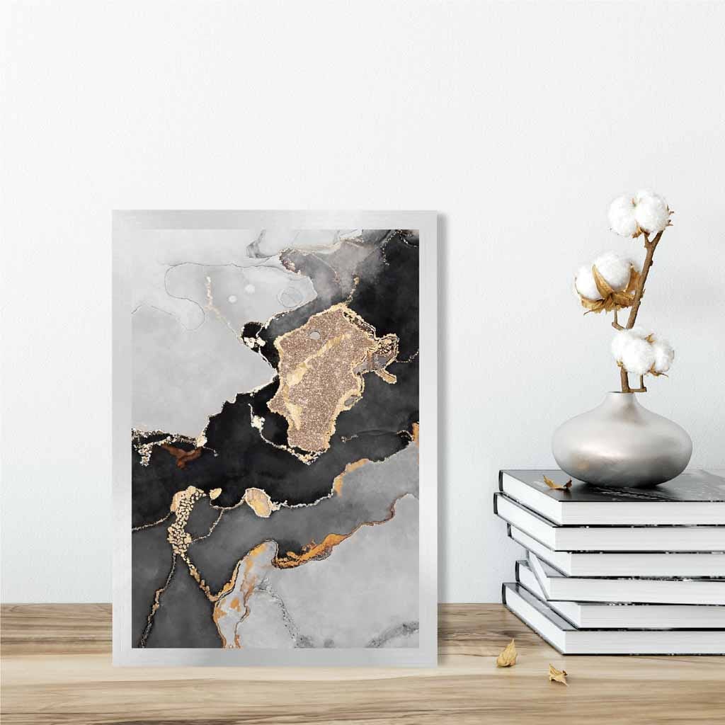 Black, Gray and Gold Abstract Art Poster No. 1 | Bowlift