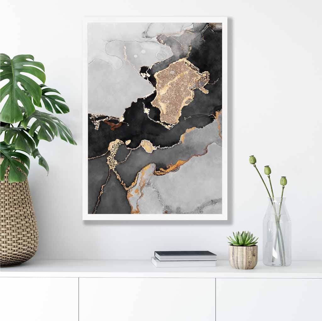 Black, Gray and Gold Abstract Art Poster No. 1 | Bowlift